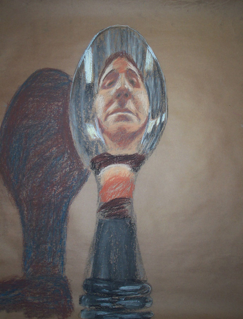 Pastel painting of a historical battle scene featuring mounted combatants